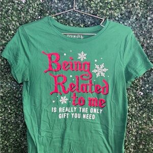 Wound Up Green Short Sleeve Tee with Red and White Print